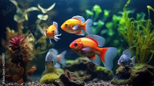 colorful ornamental fish in the aquarium genetare ai © muhammad