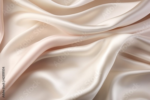 luxurious texture of the soft folds of satin fabric with a creamy color, wedding background concept