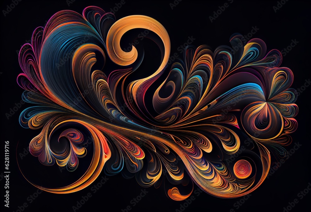 Illustration of a vibrant and dynamic computer-generated swirl using generative AI Illustration of a vibrant and dynamic computer-generated swirl using generative AI