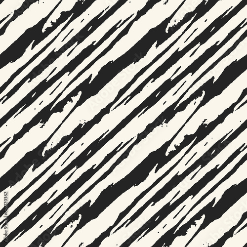 Black Splatter Textured Diagonal Striped Pattern