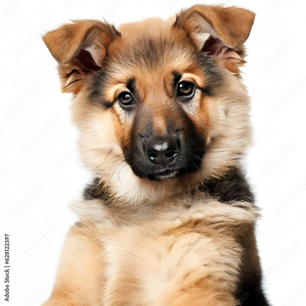 Closeup of German Shepherd puppy 3 months old in front of white background Generative AI
Closeup of German Shepherd puppy 3 months old in front of white background Generative AI