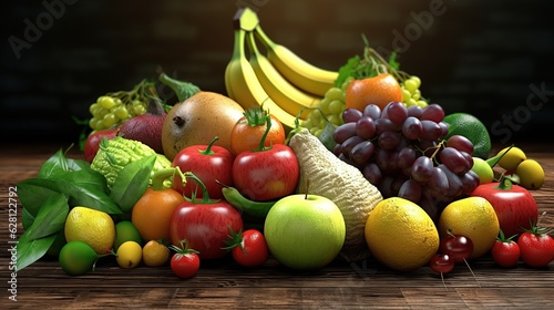 Group of fresh vegetables and fruits generate ai