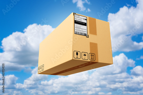 Cardboard box. Flying parce...