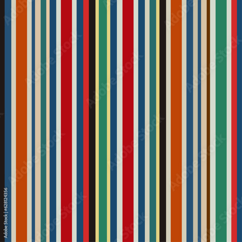 Abstract background in memphis and groove style. Bright multi-colored stripes in a retro style. Vector flat illustration in 90s and 2000s style. Colorful vintage geometric background with red, orange 