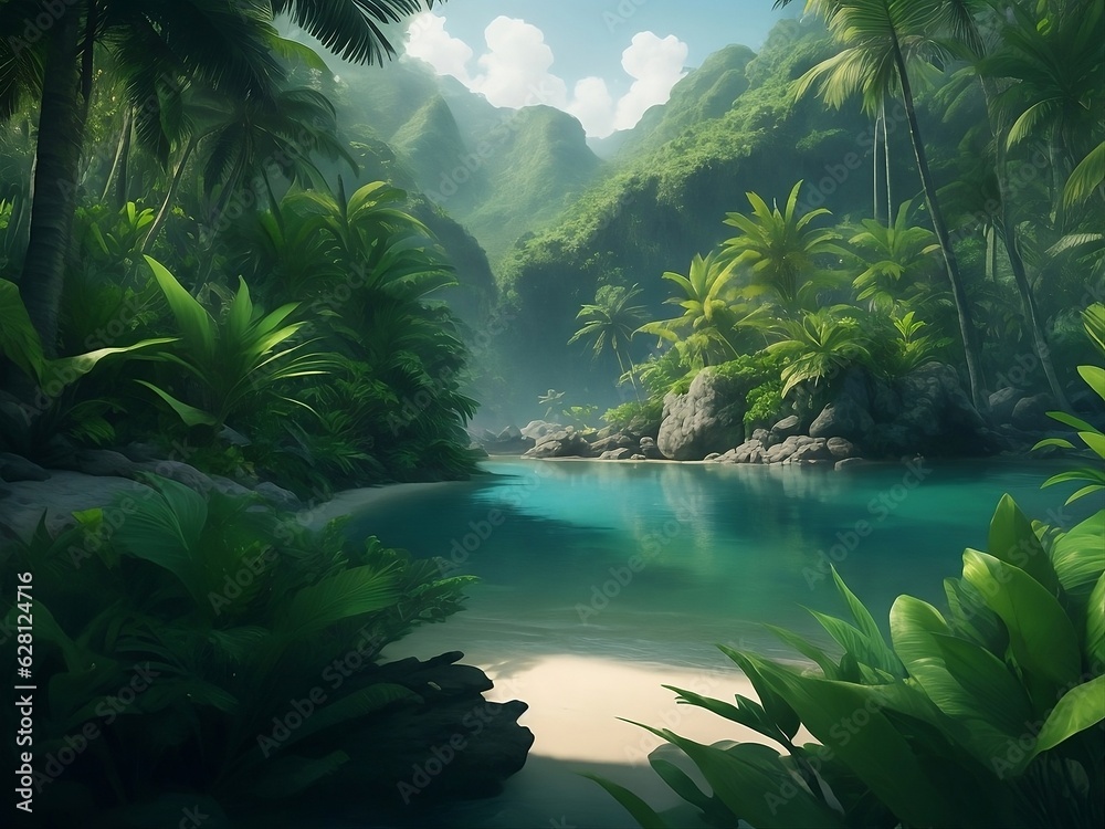 Picture-Perfect Waterfront in the Tropical Jungle Picture-Perfect Waterfront in the Tropical Jungle