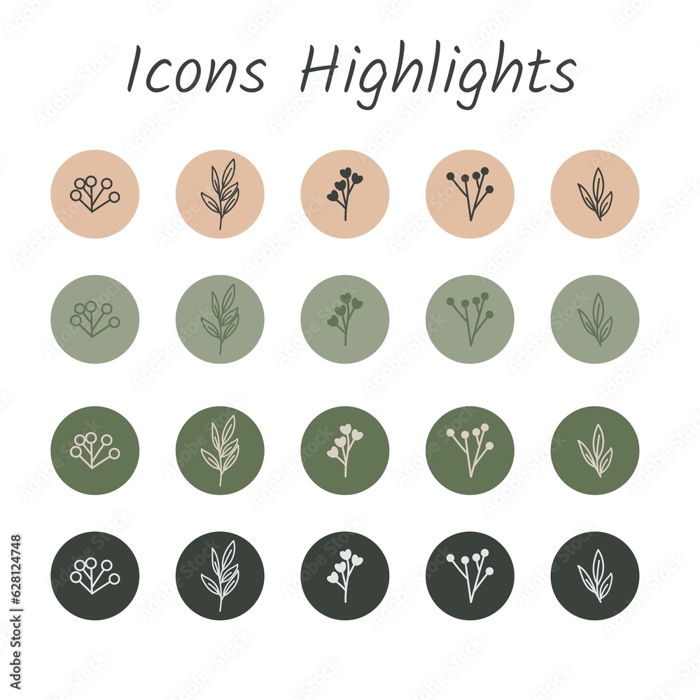 set of icons nature for highlights set of icons nature for highlights