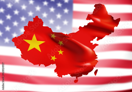 China vs US. Flag of Chines...