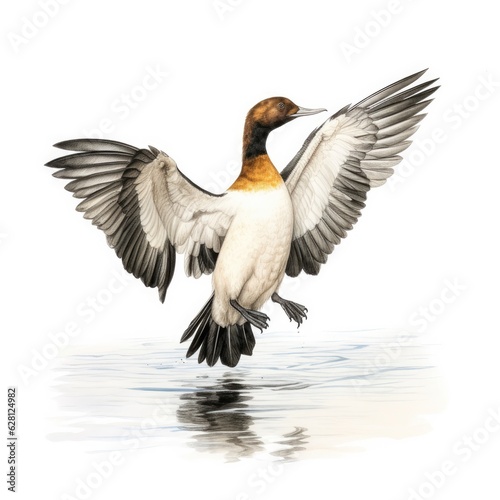 Barrows goldeneye bird isolated on white. Generative AI