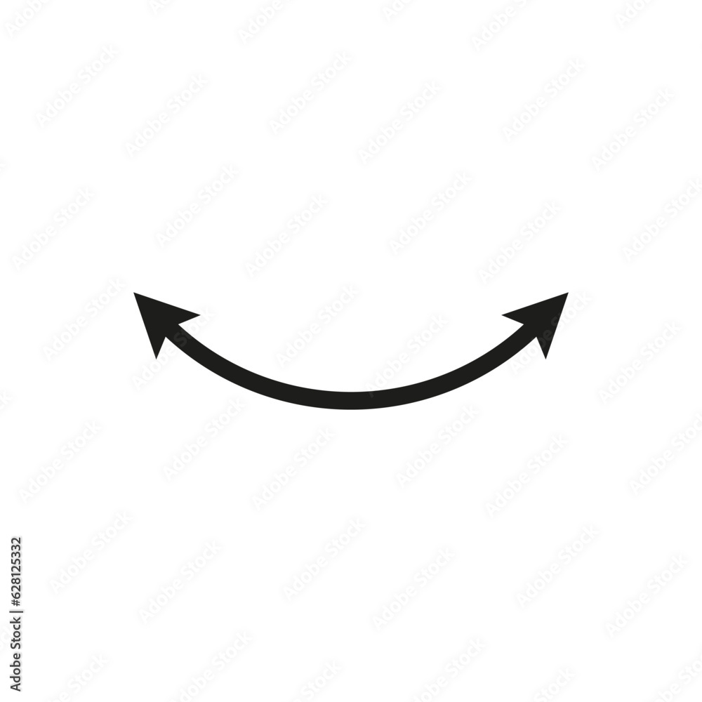 Dual semi circle arrow. Vector illustration. Semicircular curved thin long double ended arrow. Dual semi circle arrow. Vector illustration. Semicircular curved thin long double ended arrow.