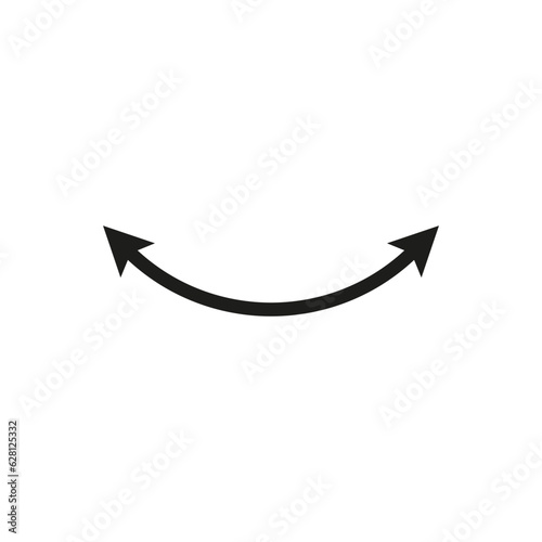 Dual semi circle arrow. Vector illustration. Semicircular curved thin long double ended arrow.	