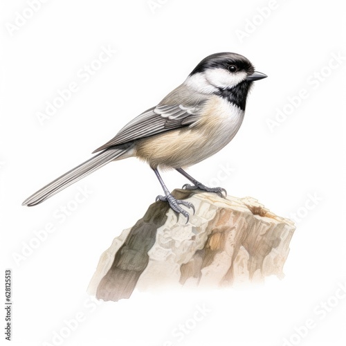 Carolina chickadee bird isolated on white. Generative AI