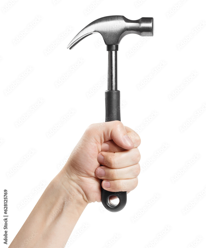 Hand holding a hammer, cut out Hand holding a hammer, cut out