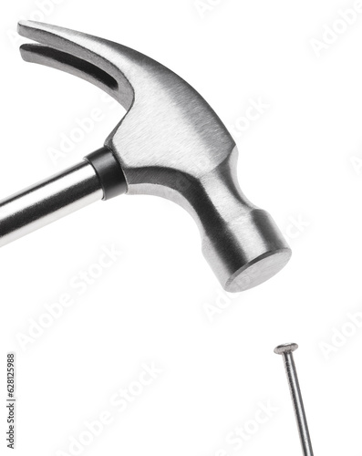 Hammer hitting a nail, cut out © Yeti Studio