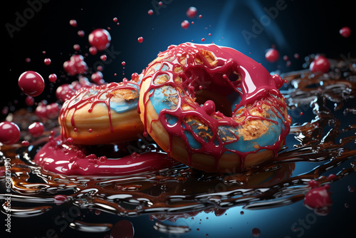 Mike Campau inspired Sliced donut with candy Generative AI