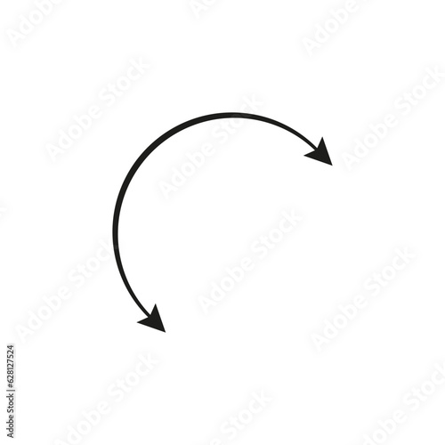 Semicircular curved thin long double ended arrow.