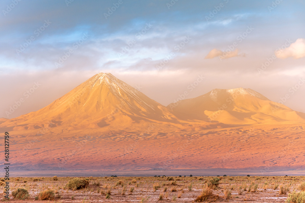 Sunset colors over Atacama desert landscape