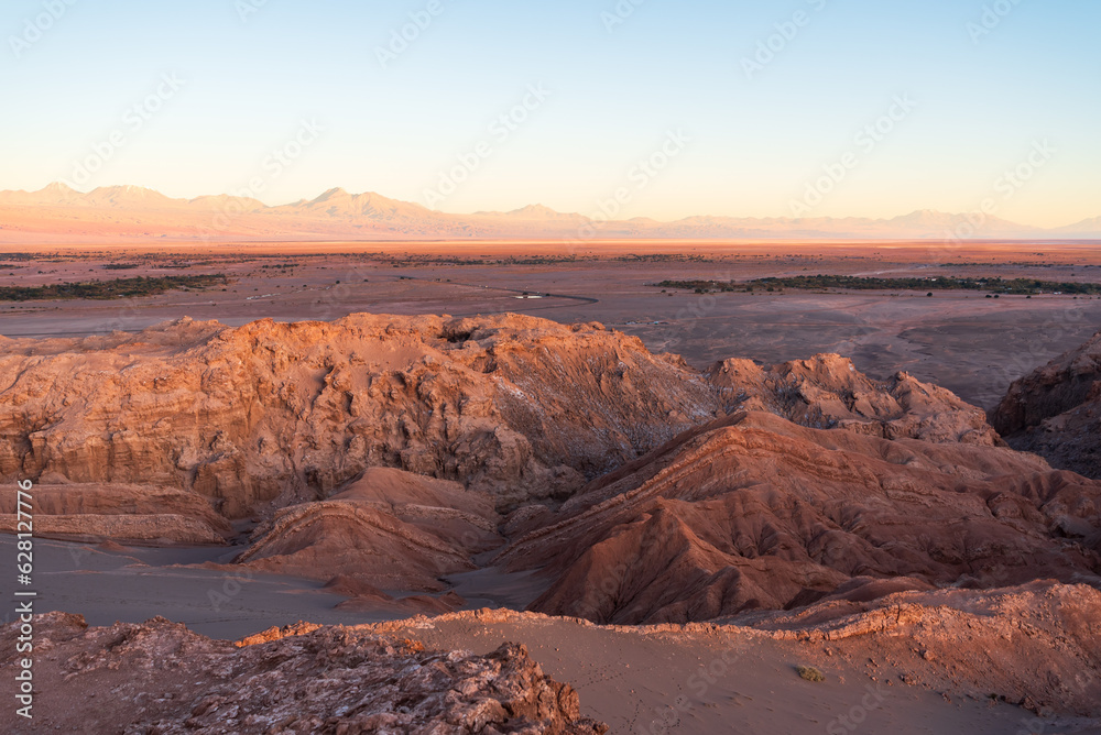 Desertic landscape in Atacama at sunset