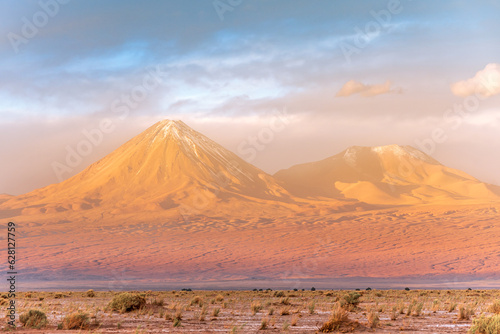 Sunset colors over Atacama desert landscape