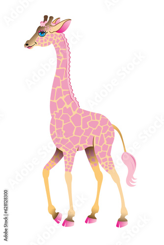 Pink giraffe isolated on white background  vector based image.