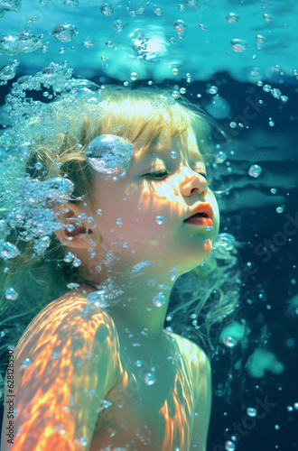 child in aquarium