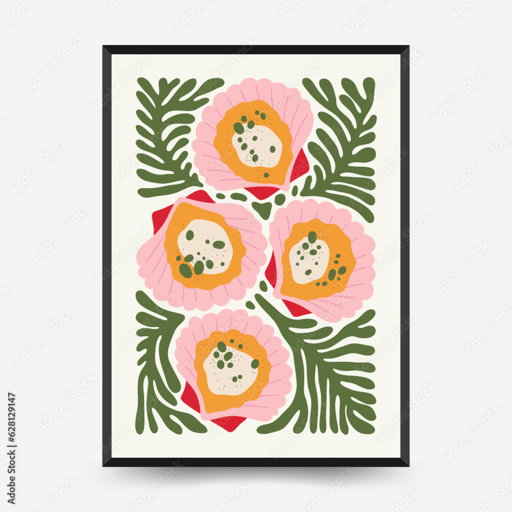 Naklejka premium Abstract food posters template. Modern trendy Matisse minimal style. Kitchen and restaurant decor. Hand drawn design for wallpaper, wall decor, print, postcard, cover, template, banner.