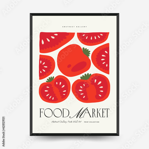 Abstract food posters template. Modern trendy Matisse minimal style. Kitchen and restaurant decor. Hand drawn design for wallpaper, wall decor, print, postcard, cover, template, banner.