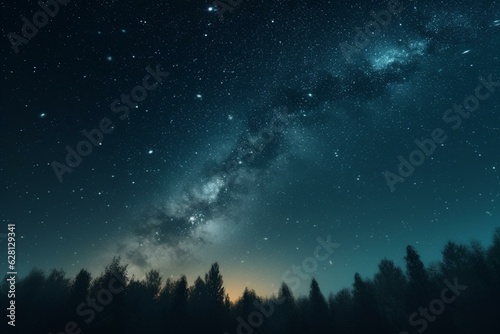 Illustration of stunning blue night sky filled with stars. Generative AI