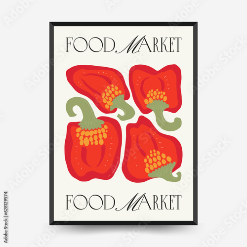 Abstract food posters template. Modern trendy Matisse minimal style. Kitchen and restaurant decor. Hand drawn design for wallpaper, wall decor, print, postcard, cover, template, banner.
