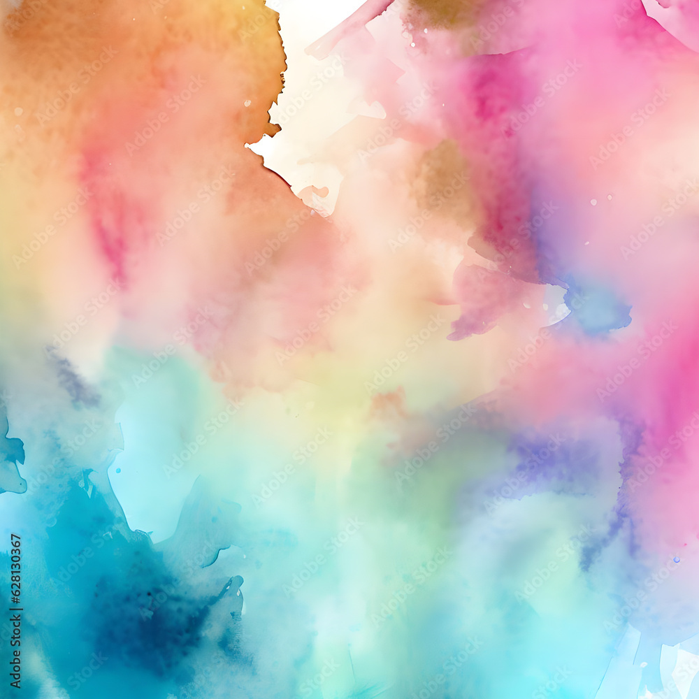Soft Watercolor Background with Beautiful Design and Colorful Hand-Drawn Details