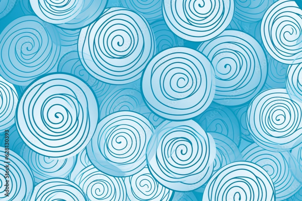 Illustration of swirling patterns in various shades of blue on a vibrant background, created using generative AI