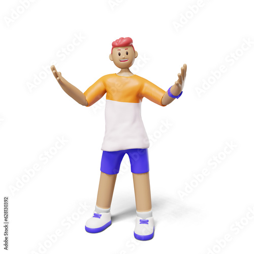 3D Web Illustration - Youth Character Pose on isolated background 