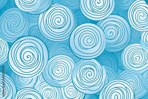 Illustration of swirling patterns in various shades of blue on a vibrant background  created using generative AI