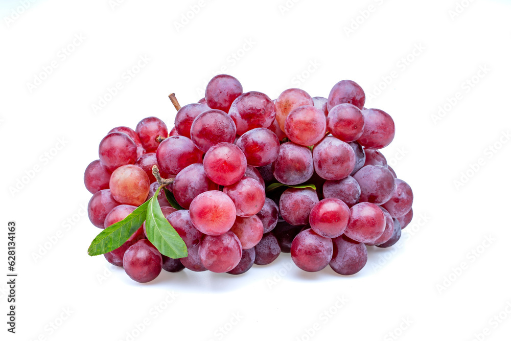 bunch of red grapes  isolated on white background
