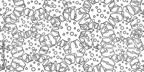black white Viruses seamless pattern