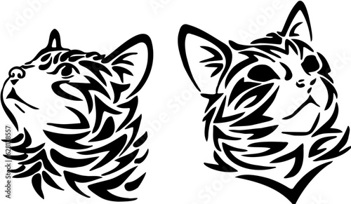 tribal cat tribal tattoo vector
