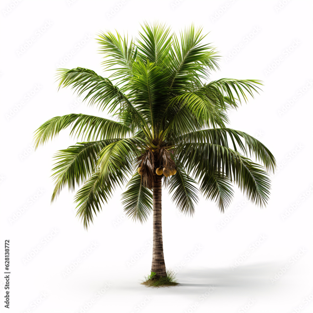 Obraz premium Coconut palm tree isolated on white background. Tropical plant object.