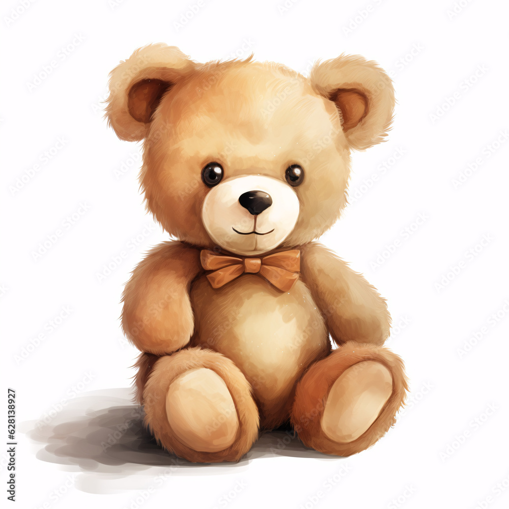 Cute teddy bear isolated on white background. Plush toy object. Cute teddy bear isolated on white background. Plush toy object.