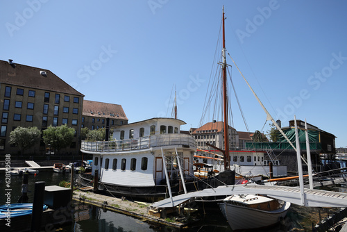 The Christianshavns canal with its boats in Copenhagen photo