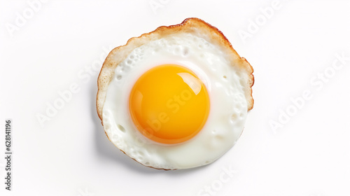 Fried egg isolated on white background Top view. Food breakfast cooking. Object design