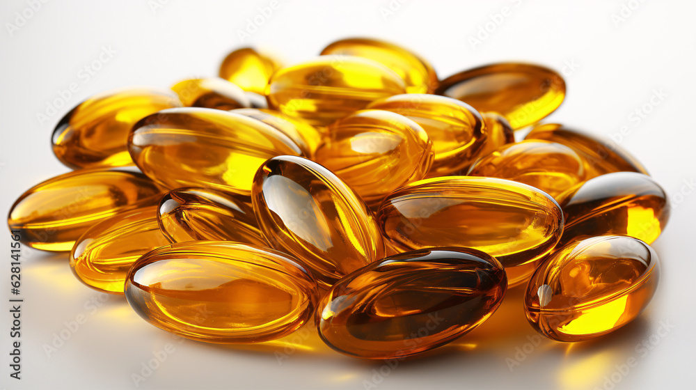 Advertising. Fish oil soft gel capsules isolated on white background. Omega 3 tablets. Advertising. Fish oil soft gel capsules isolated on white background. Omega 3 tablets.