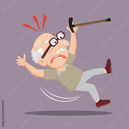 Elderly person is falling. fall prevention illustration, illustration vector cartoon.