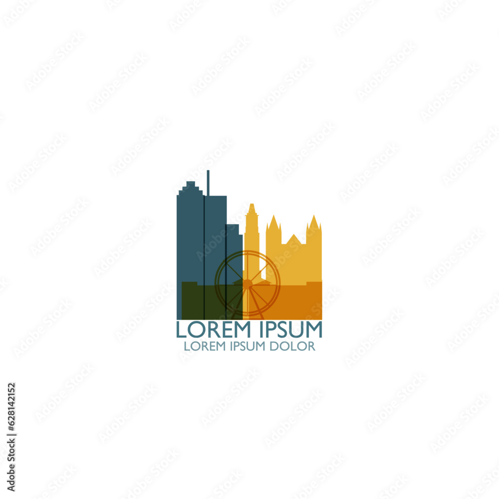 Australia, Brisbane icon and logo with cityscape, skyline, city panorama. Vector flat isolated clip art. Queensland region emblem concept with landmarks and building silhouettes Australia, Brisbane icon and logo with cityscape, skyline, city panorama. Vector flat isolated clip art. Queensland region emblem concept with landmarks and building silhouettes