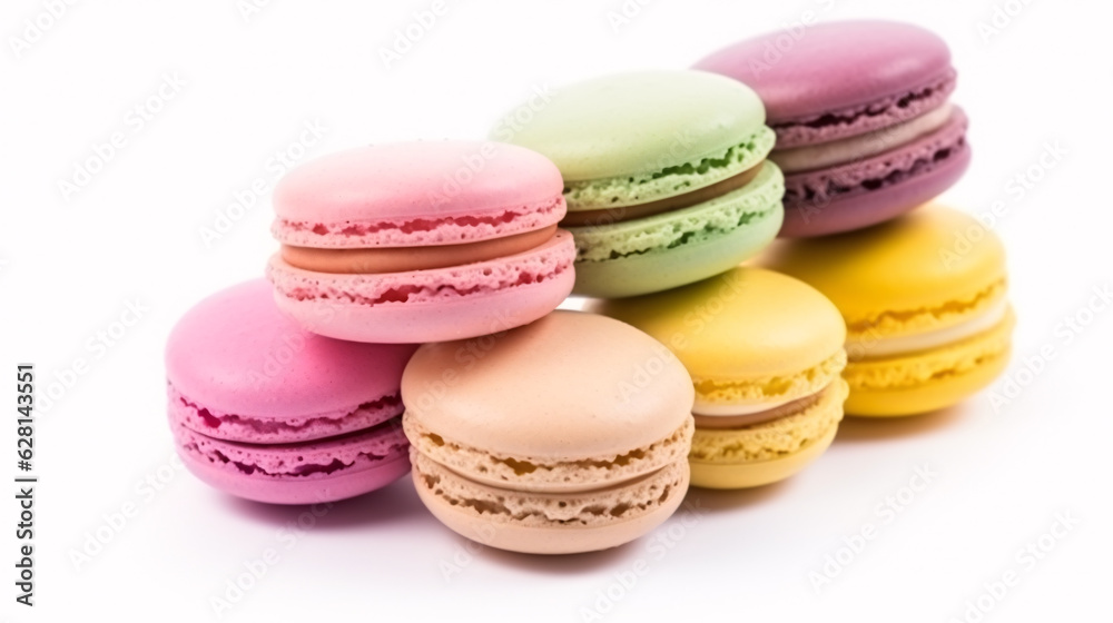 Macaroons isolated on white background. Colorful dessert. Macaroons isolated on white background. Colorful dessert.