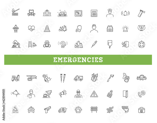 Emergency line icons, vector symbols