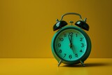 A retro yellow alarm clock on a colored backdrop symbolizing the last opportunity with ample space for copy. Generative AI