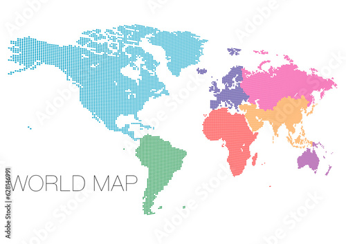 ドットの世界地図 アフリカ中心で地域分け 影付き_04