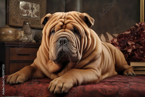 Chinese Shar-Pei - Originating from China, this breed is known for its wrinkled skin, independent nature, and loyalty to its family (Generative AI) © Russell