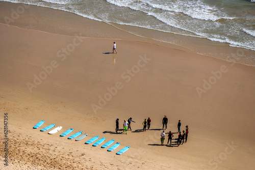 Surf school class lessons in the water