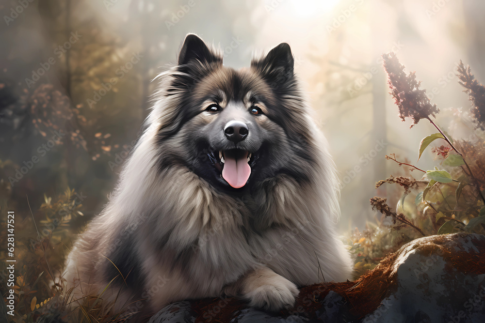 Keeshond - Originating from the Netherlands, this breed is known for its thick, fluffy coat and its friendly, outgoing nature (Generative AI)