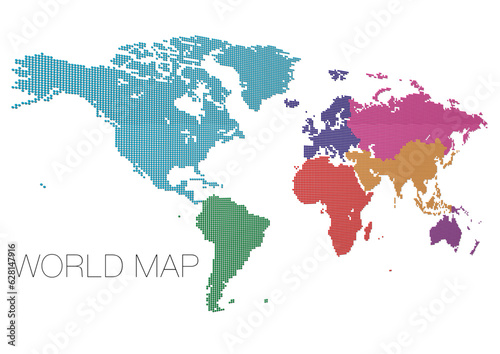 ドットの世界地図 アフリカ中心で地域分け 影付き_04